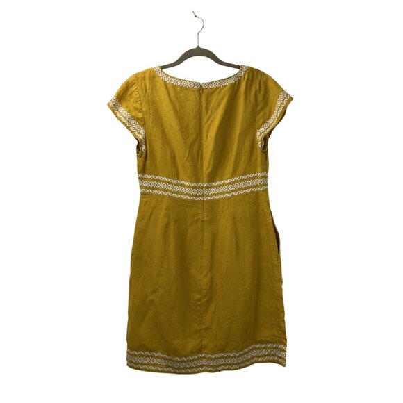 Boden Womens 10R Laura 100% Linen Embroidered Shift Dress in Tuscan Sun Yellow - Picture 12 of 16